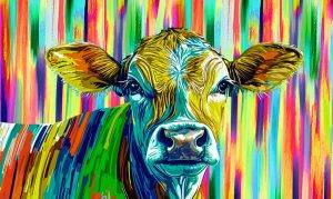 Farbenprächtiges Nashorn in moderner Kunst, detailreich gestaltet mit Mustern und leuchtenden Farben