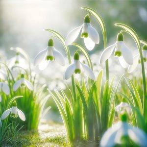 Zarte Schneeglöckchen erblühen im sanften Sonnenlicht, Symbol für Neubeginn – Naturkunst von Armin Mumper.